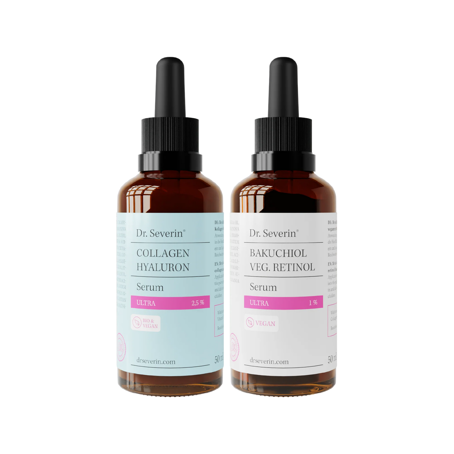 2-piece Ultra-Serum Bundle with highly concentrated Collagen, Hyaluronic Acid and Bakuchiol | 2 × 50 ml